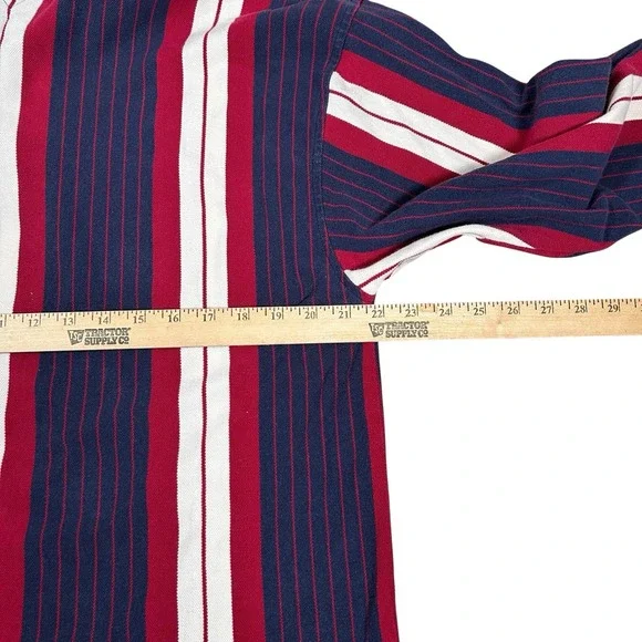 Vtg Tommy Hilfiger Adult‎ Shirt XL Red Blue White Vertical Striped Polo - Picture 6 of 8